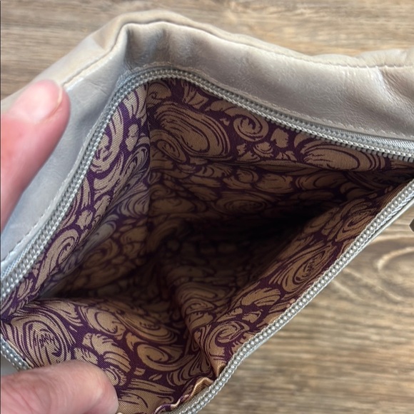 Hobo Lauren Clutch Wallet Leather Double Frame Light Gray Magnetic - Picture 9 of 11